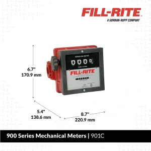 Fill-Rite 901C Mechanical Fuel Transfer Meter Dimensions