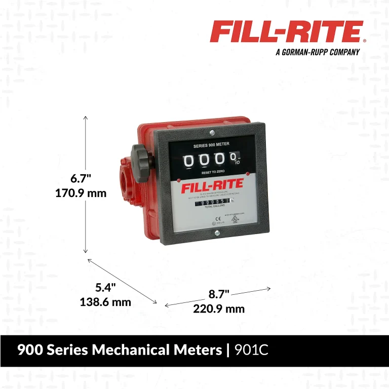 Fill-Rite 901C Mechanical Fuel Transfer Meter Dimensions