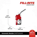 Fill-Rite ¾" Automatic Gasoline Spout Nozzle (Red) – N075UAU10 - Image 2