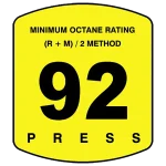 Gilbarco Encore S 92 octane overlay decal