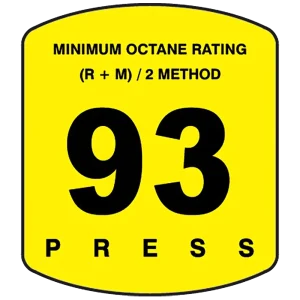 Gilbarco Encore 500S 93 octane overlay decal SharkSkin label