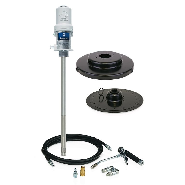 Graco Mini Fire-Ball 225 Pump, Caster Base, Follow Plate, Drum Cover, Dispense Kit, Holster, Shim – Part 246915