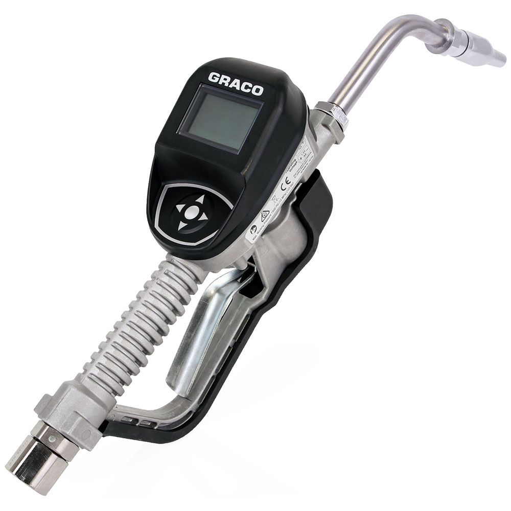 GR_25M404-SD-Meter-Rigid-Oil_IMG1 Graco SDM8 Electronic Manual Oil Meter with Rigid Extension, LCD Display, and 1/2" Inlet