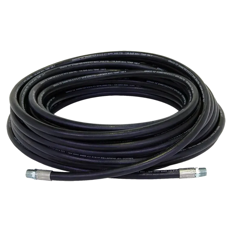 Graco 26C124 100 ft coupled hose assembly coiled for industrial fluid transfer