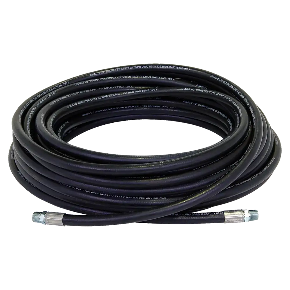 GR_26C124_IMG Graco 26C124 100 ft coupled hose assembly coiled for industrial fluid transfer