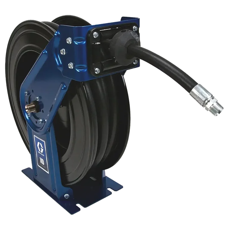 Metallic blue Graco XD30 grease hose reel with 1/2 in. x 50 ft. hose, HSHC5B