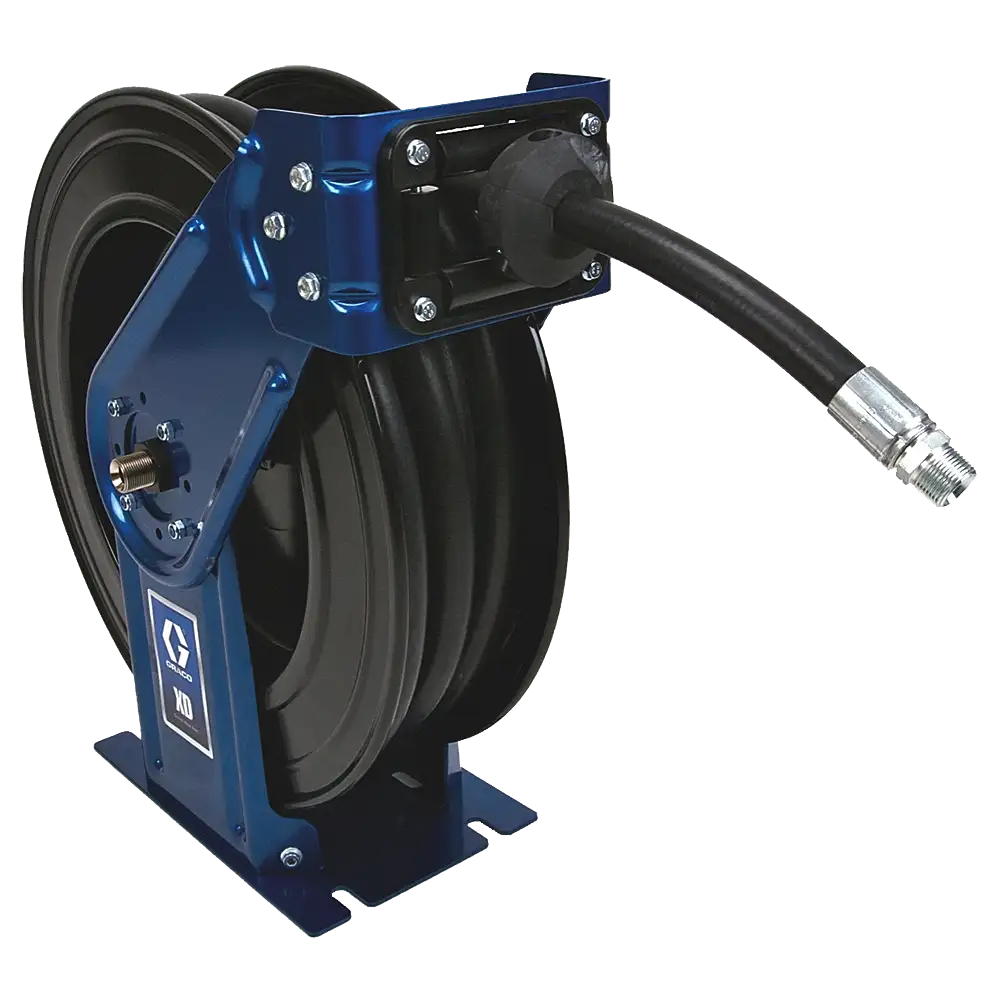 GR_HSHC5B_IMG Metallic blue Graco XD30 grease hose reel with 1/2 in. x 50 ft. hose, HSHC5B