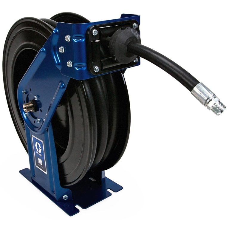 Graco XD Series Hose Reel HSMD5F with hose – dual pedestal design for oil and DEF dispensing