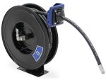 Graco SDX 10 Oil Hose Reel SDM33B overhead mount with 35 ft hose in metallic blue