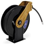 Graco hose reel XDL65F with 50 ft hose, dual-pedestal mount