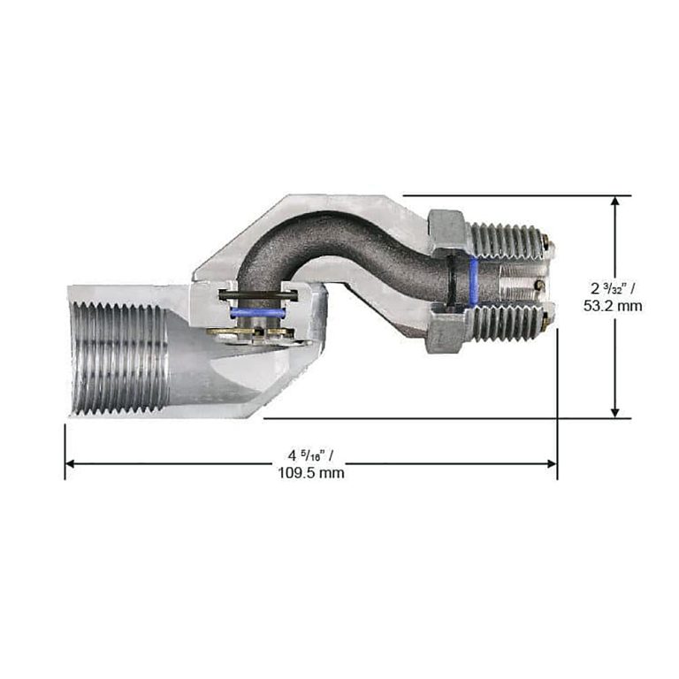 Husky 3/4 inch multi‑plane fuel swivel part 000350 for unleaded, diesel, and E10 blends - Cross Section Image
