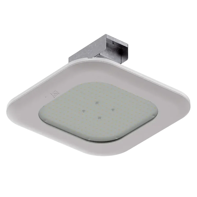 LSI Scottsdale CRUSX LED canopy light with white housing and standard mounting bracket