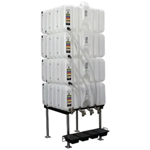 Rhino Tuff Tanks RTT-3333-NV 80 gallon gravity feed tank package with four stackable tanks and stand